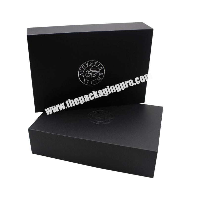 Luxury Foldable Matt Finish Soft Touch Black Exterior Colored Box With Company Name And Logo