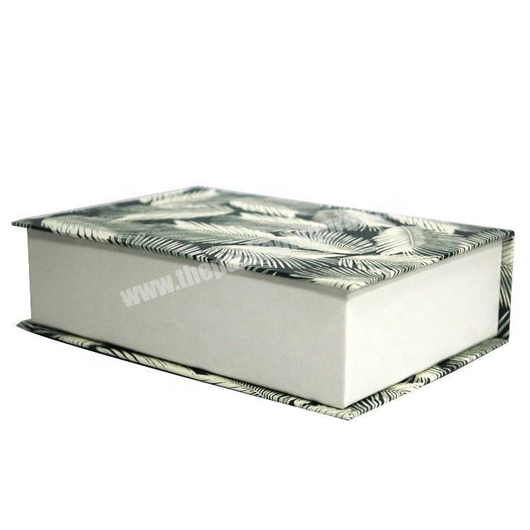 Luxury Folding Book Shape Box Rectangle Cardboard Box Leaves Pattern Boxes For Gift Pack With Magnetic Lid