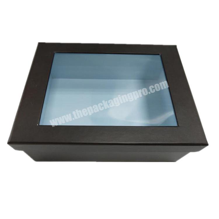 Luxury gift box packaging black printing gift box with clear window
