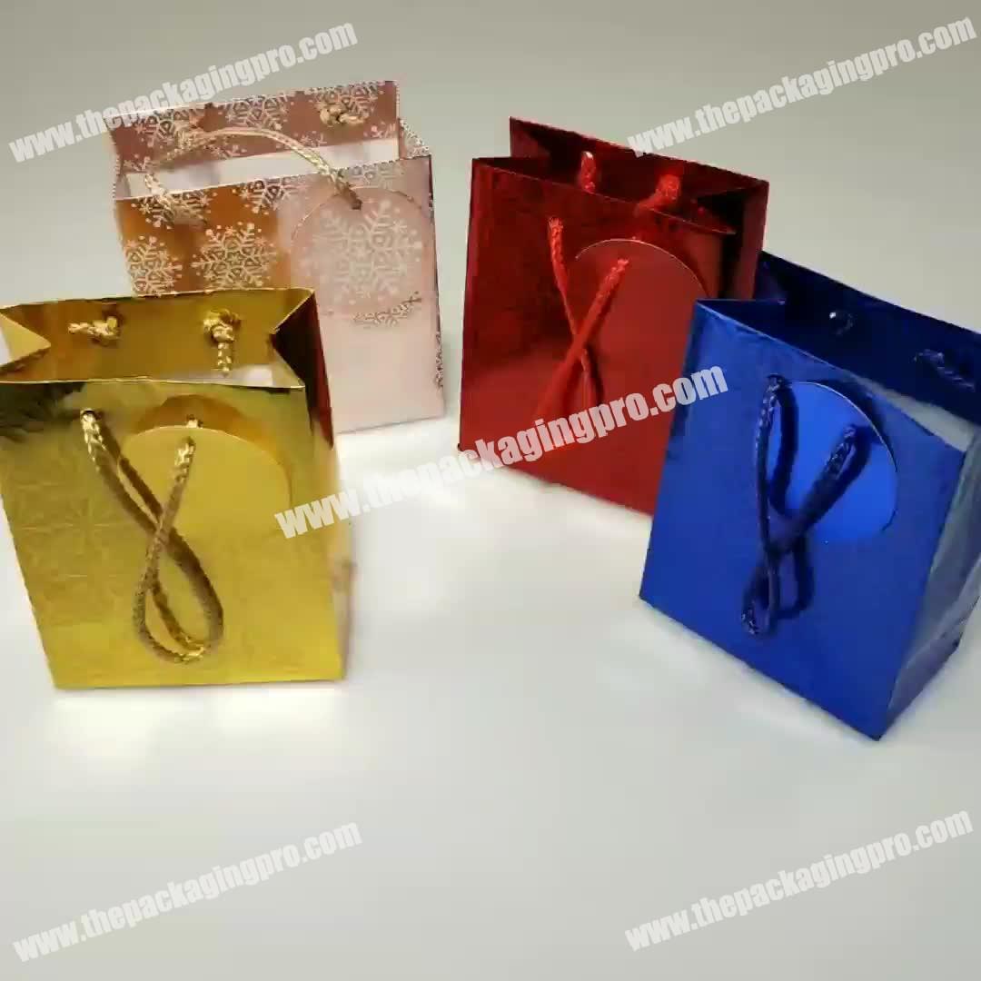 Luxury  gift Hologram paper bag shopping bag with twist handle for jewelry or watch