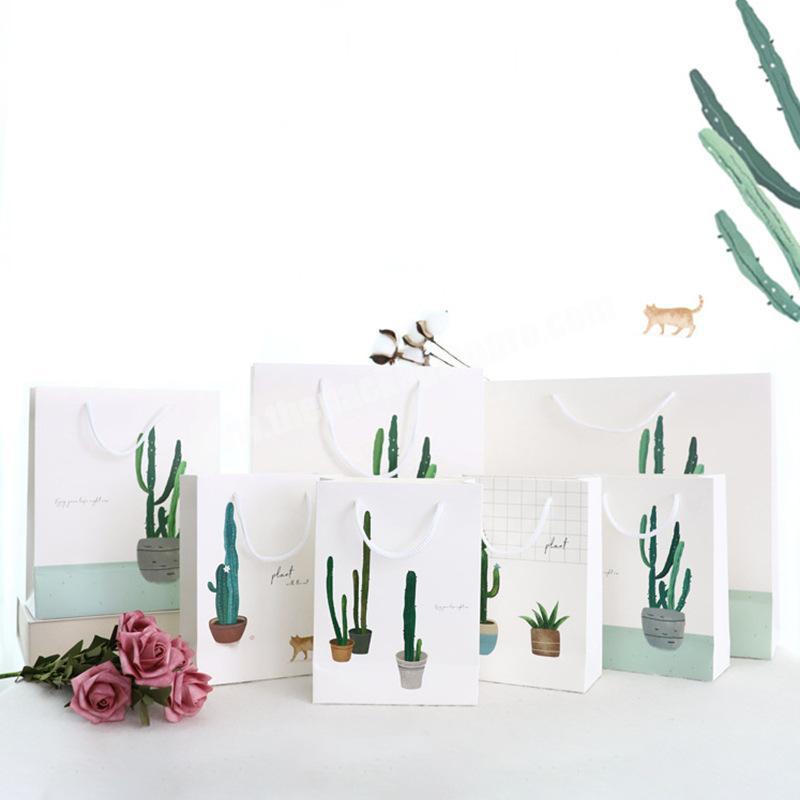 Luxury Gift Industrial Use and Offset Printing Surface Handling paper shopping bag with Cactus