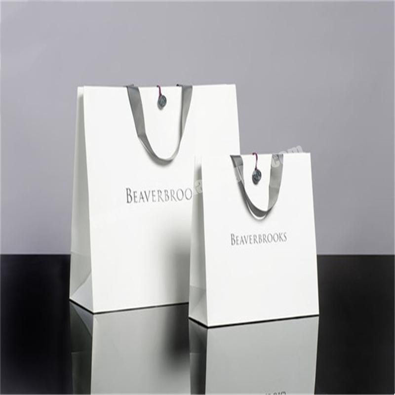 Luxury Gift Paper Bag Custom Made Printed Logo Jewelry Packaging Kraft Shopping Paper Bag With Ribbon Handles