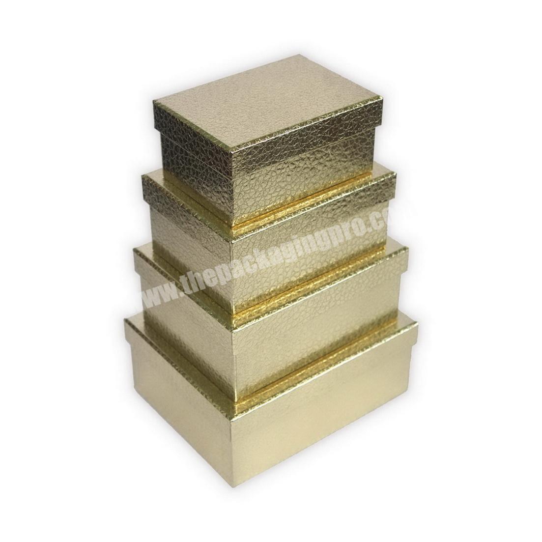 luxury gold fancy paper wholesale holiday christmas rectangle texture paper gift box set 4