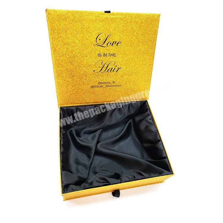 Luxury Gold Glitter Gift Paper Boxes with silk insert