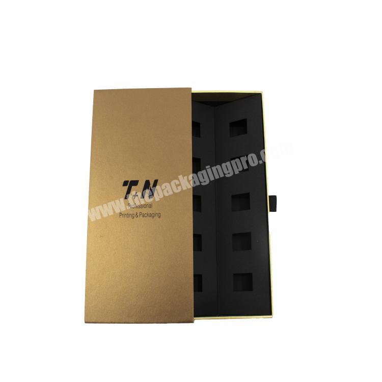 Luxury Gold Paper Custom Eco friendly paper insert cardboard drawer box packaging for perfume bottles