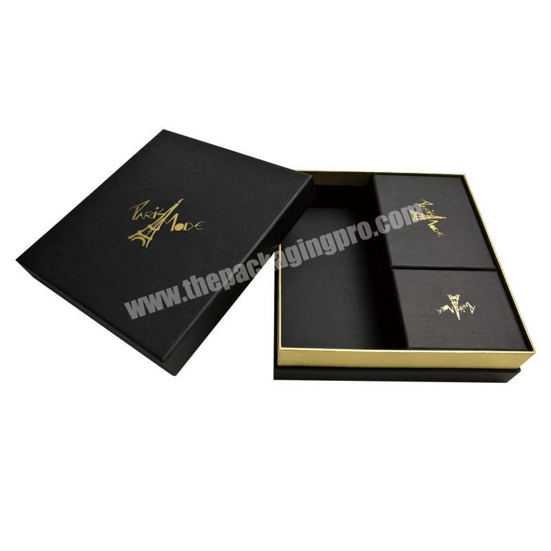Luxury Handmade Custom 2 Piece Cardboard Cover Cuff Box with Golden Border