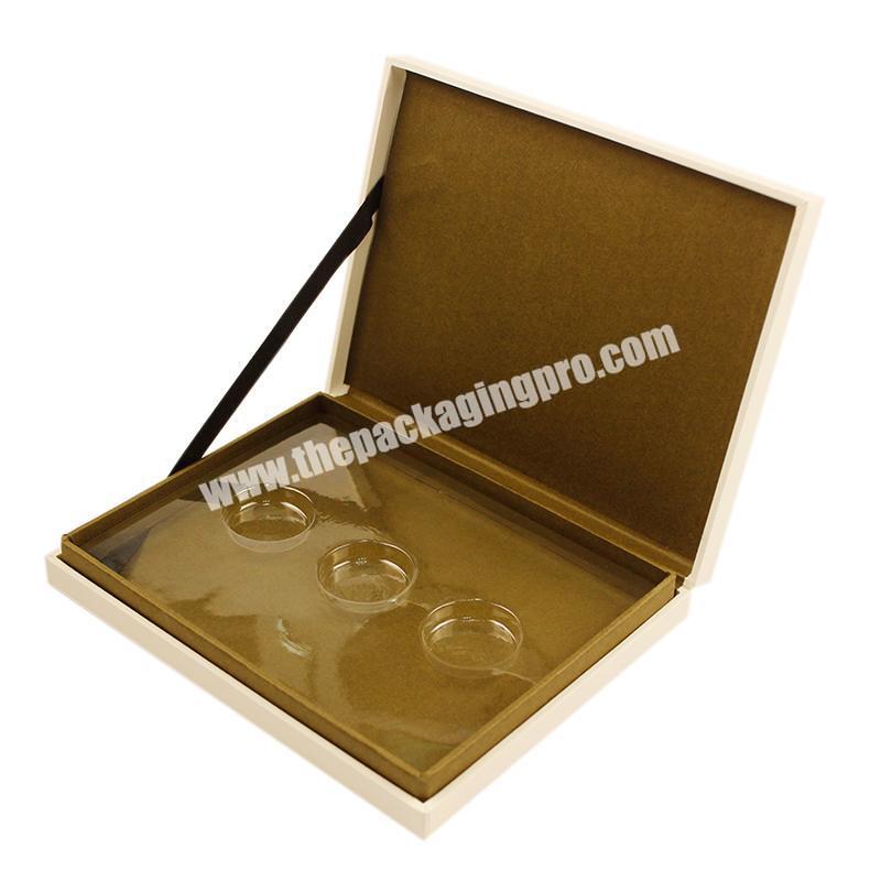 Luxury Hard Paper Cardboard Clamshell Box Packaging With Satin For Cosmetic