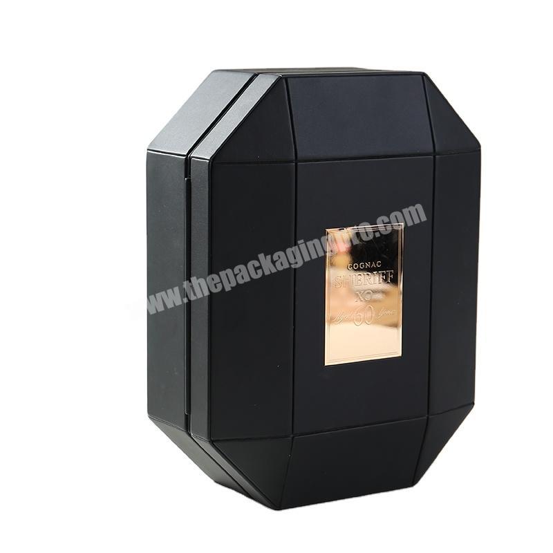 Luxury high-end customized  rigid  cardboard PU leather gift packaging box with cardboard for wine