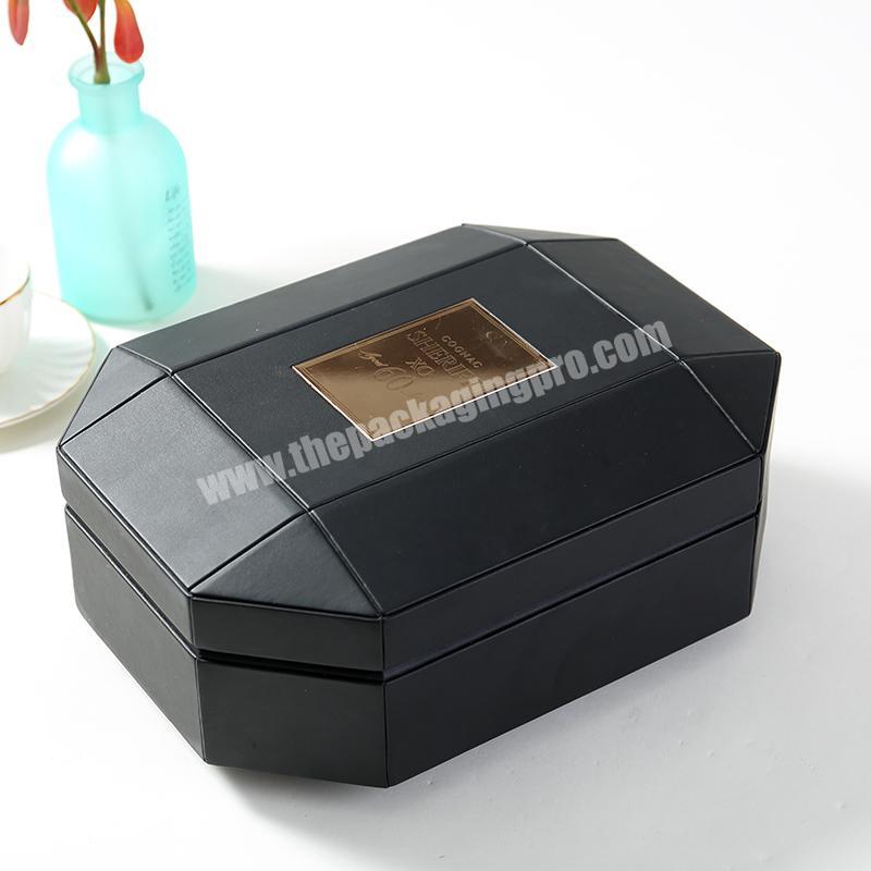 Luxury high-end customized  rigid  cardboard PU leather gift packaging box with cardboard for wine