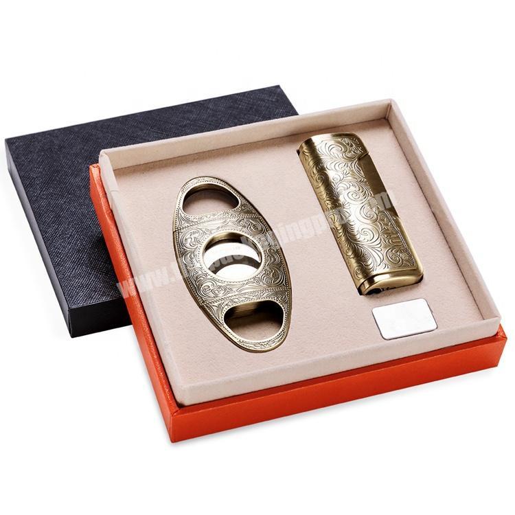 Luxury High End Quality Cigar Set With Lighter Cigar Cutter Gift box