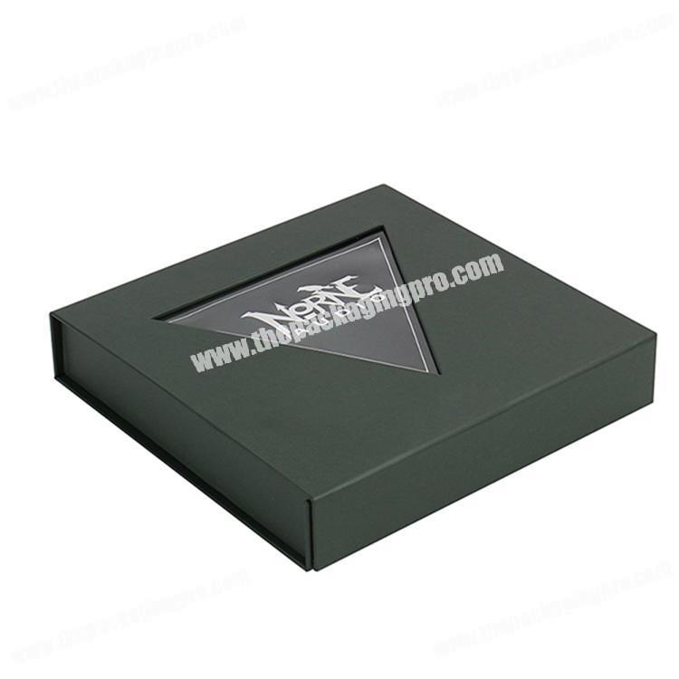 Luxury high quality rigid custom folding cardboard foldable magnetic packaging gift box with window