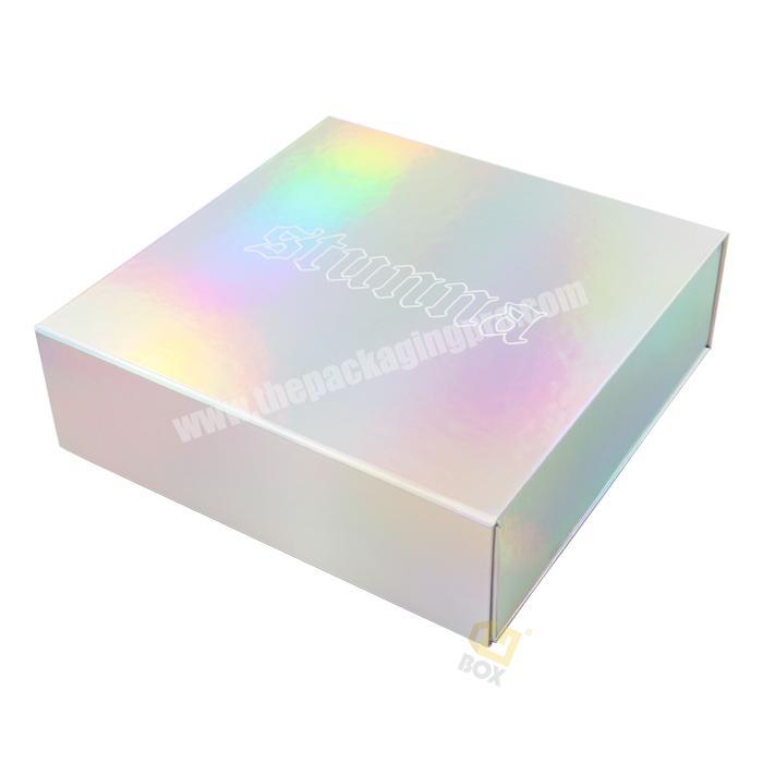 Luxury Hologram Printing Magnet Closure Foldable Cardboard Paper Gift Packaging Boxes