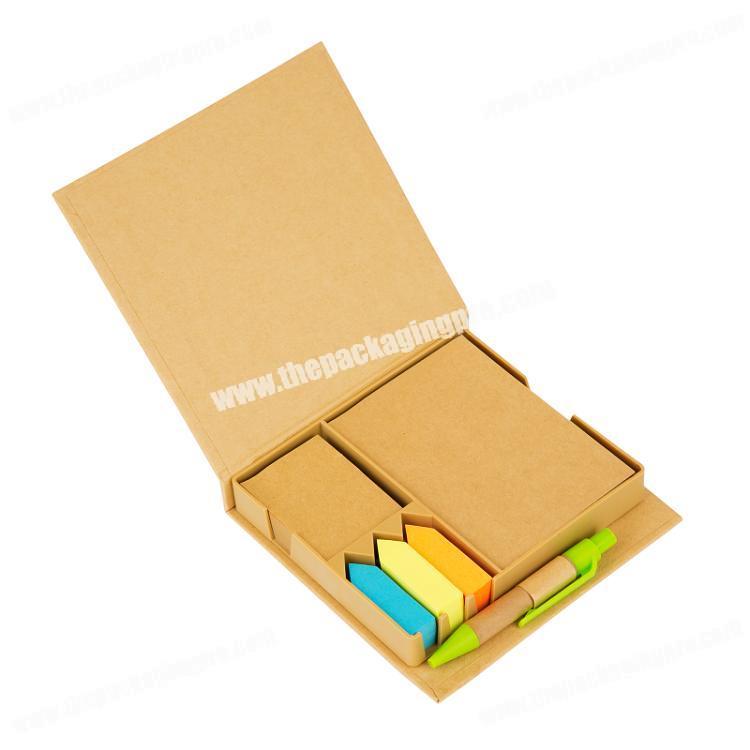 Luxury kraft brown cardboard paper custom  magnetic closure rigid note pad packaging gift boxes