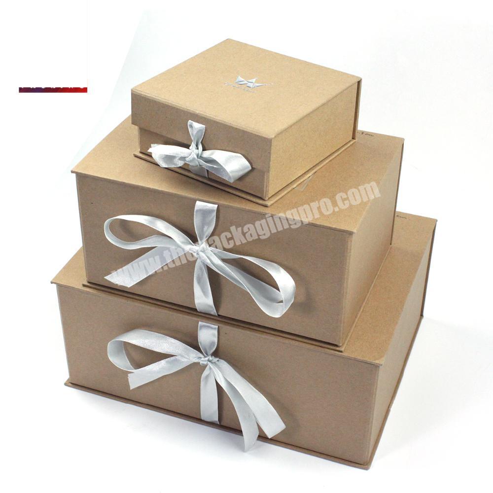 Luxury Kraft Paper Box With Ribbon, Packaging Magnets Box For Clothing