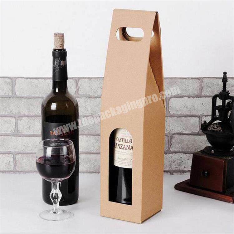 Luxury Kraft Paper Brown Wine Gift Packaging Paper Box With Handle
