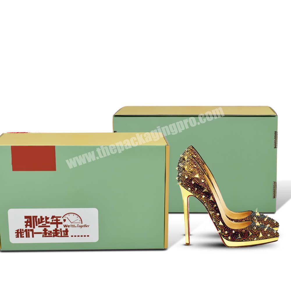 luxury logo custom full printed inside and outside  storage cardboard high heels shoe box
