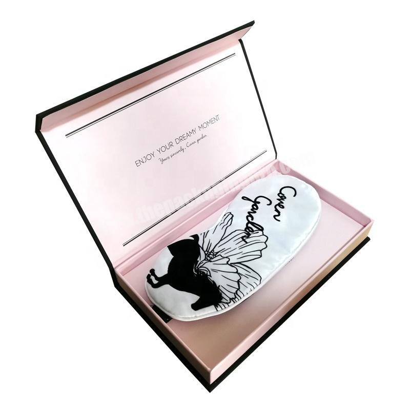 Luxury Magnetic Black And Pink Packaging Box For Silk Silk Eye Mask