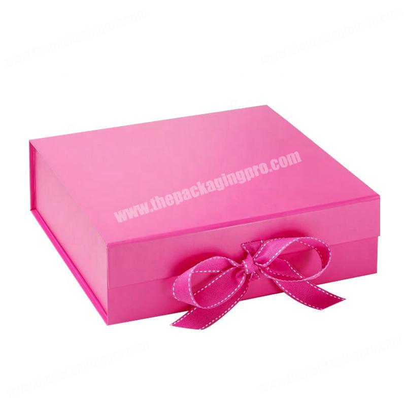Luxury magnetic ribbon closure cardboard paper custom packaging luxury dress clothings gift box