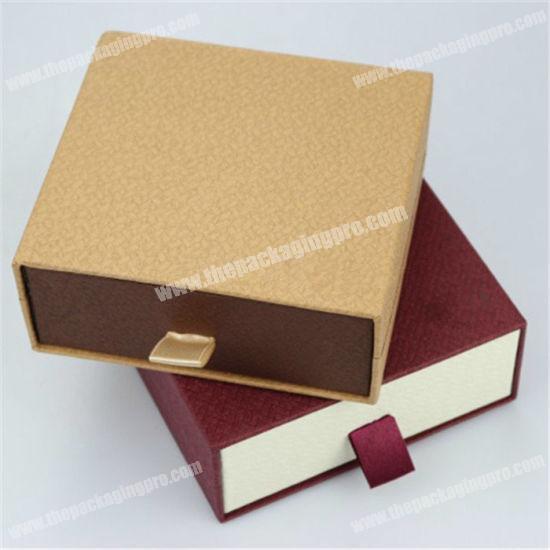 Luxury Manufacturer Custom Logo Gold Foil Black Texture  Drawer Box Ribbon