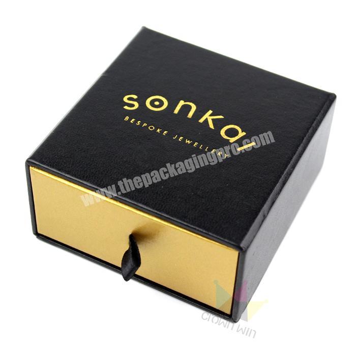 Luxury Manufacturer Custom Logo Gold Foil Black Texture Paper Drawer Paper Gift Packing Box Wholesale