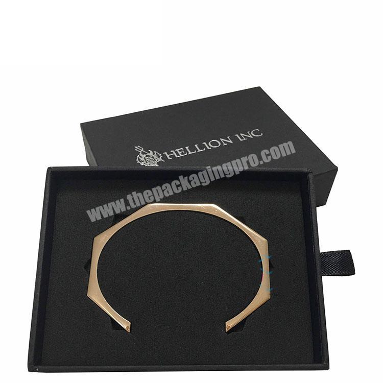 luxury matte black cardboard bracelet box custom logo