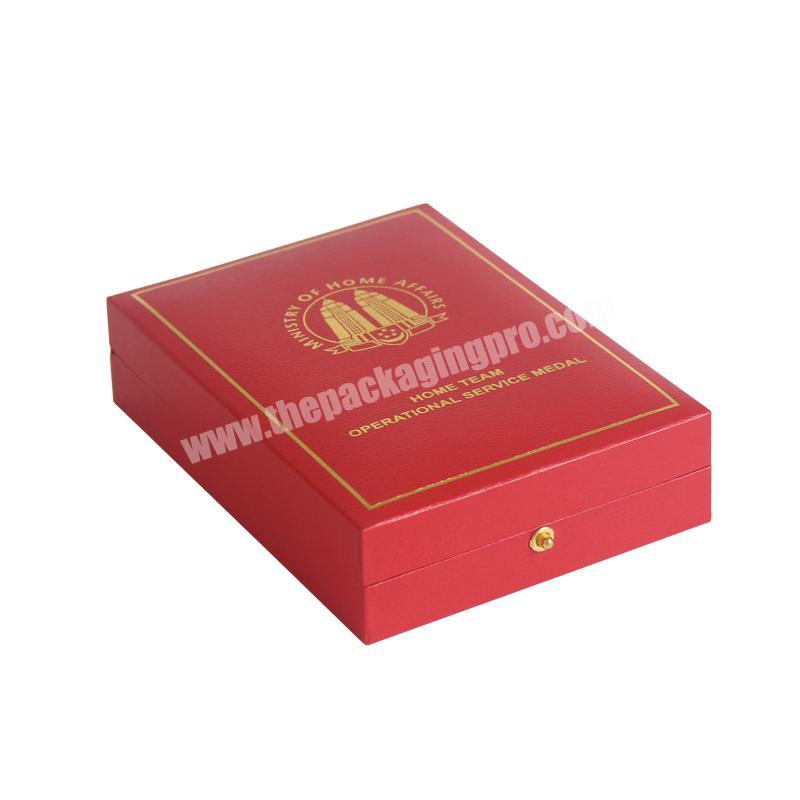 Luxury Medal Box Plastic Boxes for Medals Gold Coin Gift Packaging With Metal Button