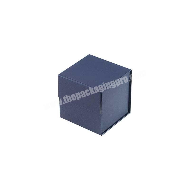 Luxury navy blue color auto assemble cube style collapsible gift box
