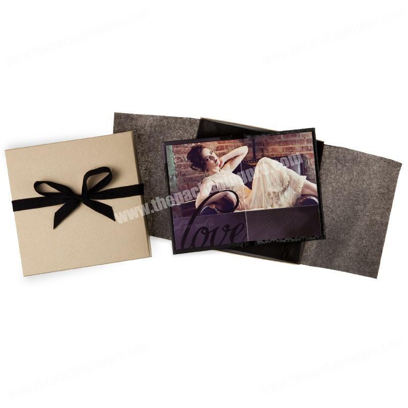 Luxury own logo design paper custom gift packaging wedding photo album box