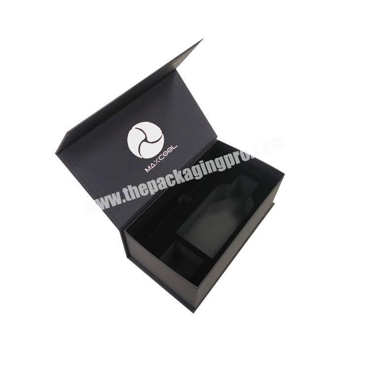 Luxury paper Black rigid magnet fold a gift packaging box with magnetic closure lid