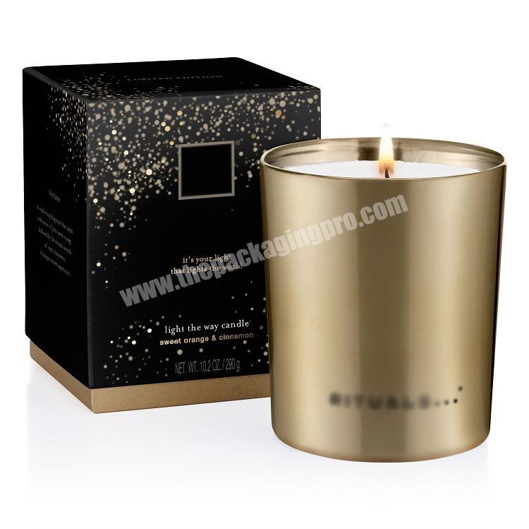 Luxury Paper Cardboard Customer Design Logo Full Color Two Piece Essence Candle Jar Packaging Gift Boxes