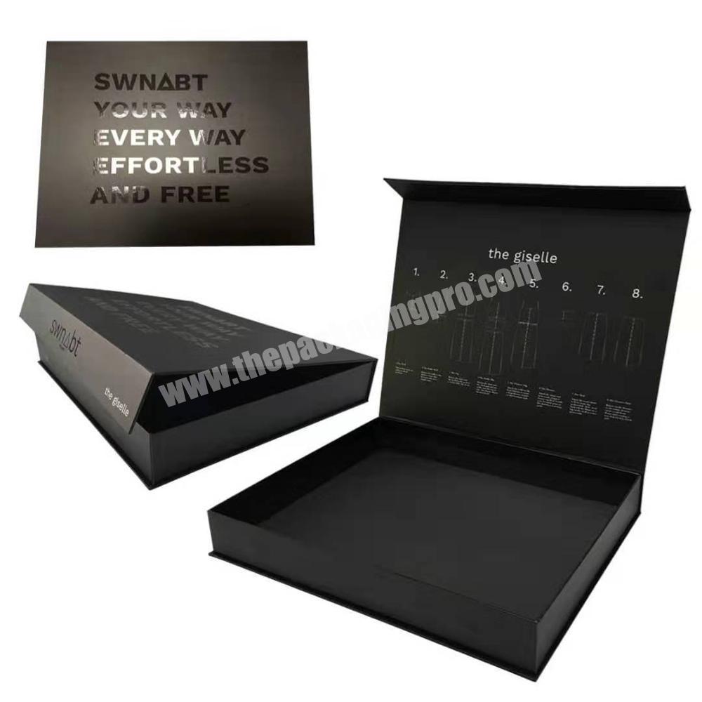 Luxury paper folding box with magnetic closure cardboard packaging black packing