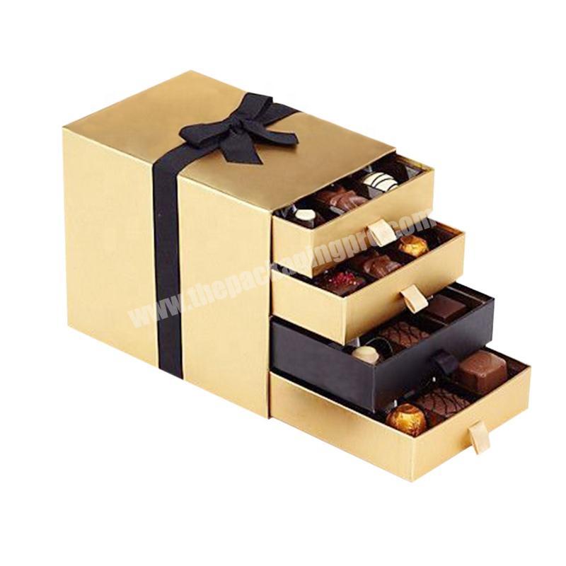 Luxury  Paper Gift Packaging Custom Mooncake Box With Ribbon Closure