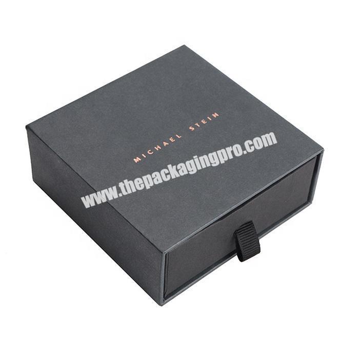 Luxury paper packaging drawer sliding gift box with ribbon