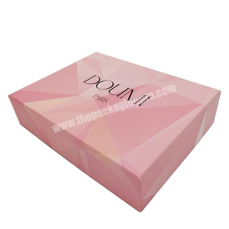 Luxury Pink  Beauty Cosmetics Pink Packaging Glitter Paper Gift Box  For Cloth Dress T-Shirt