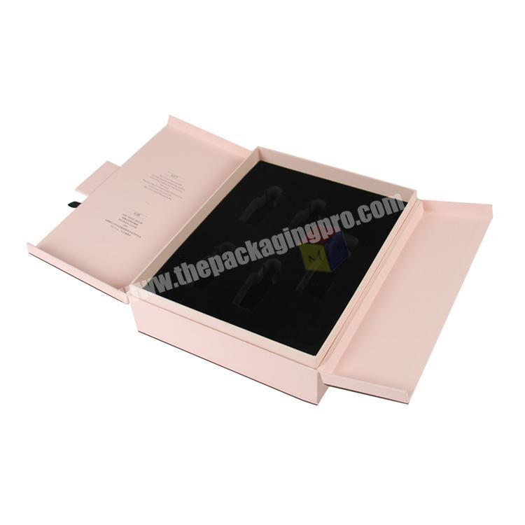 luxury pink rigid cardboard design double door gift box