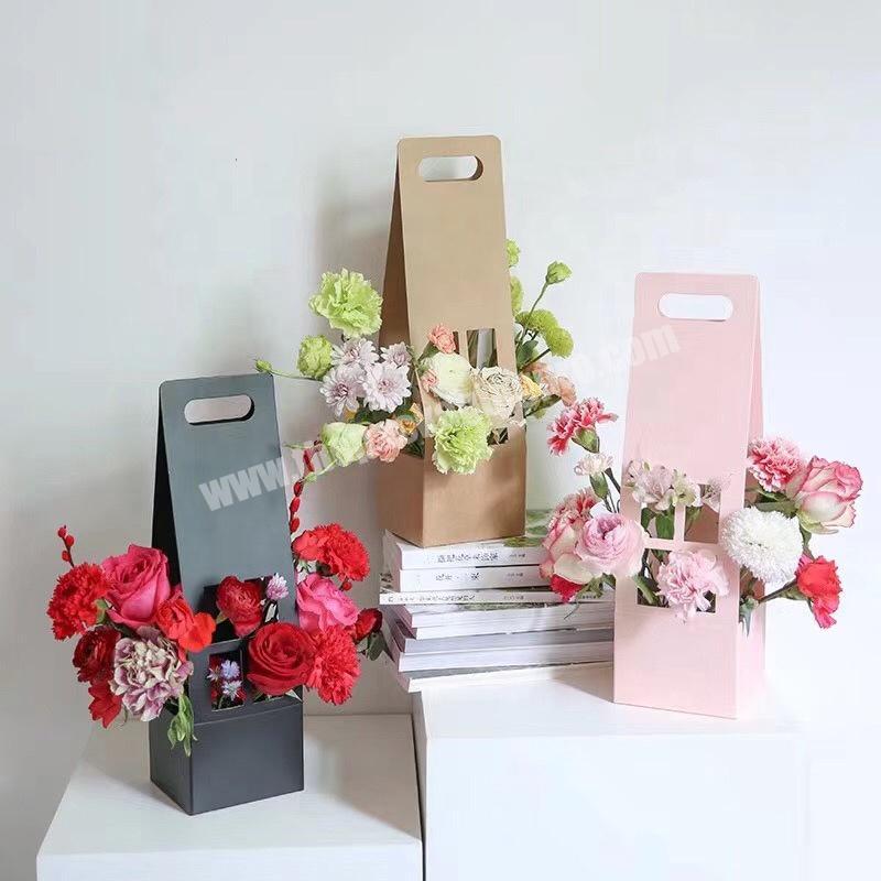 Flower Paper Gift Box with Handle Waterproof Bouquet Paper