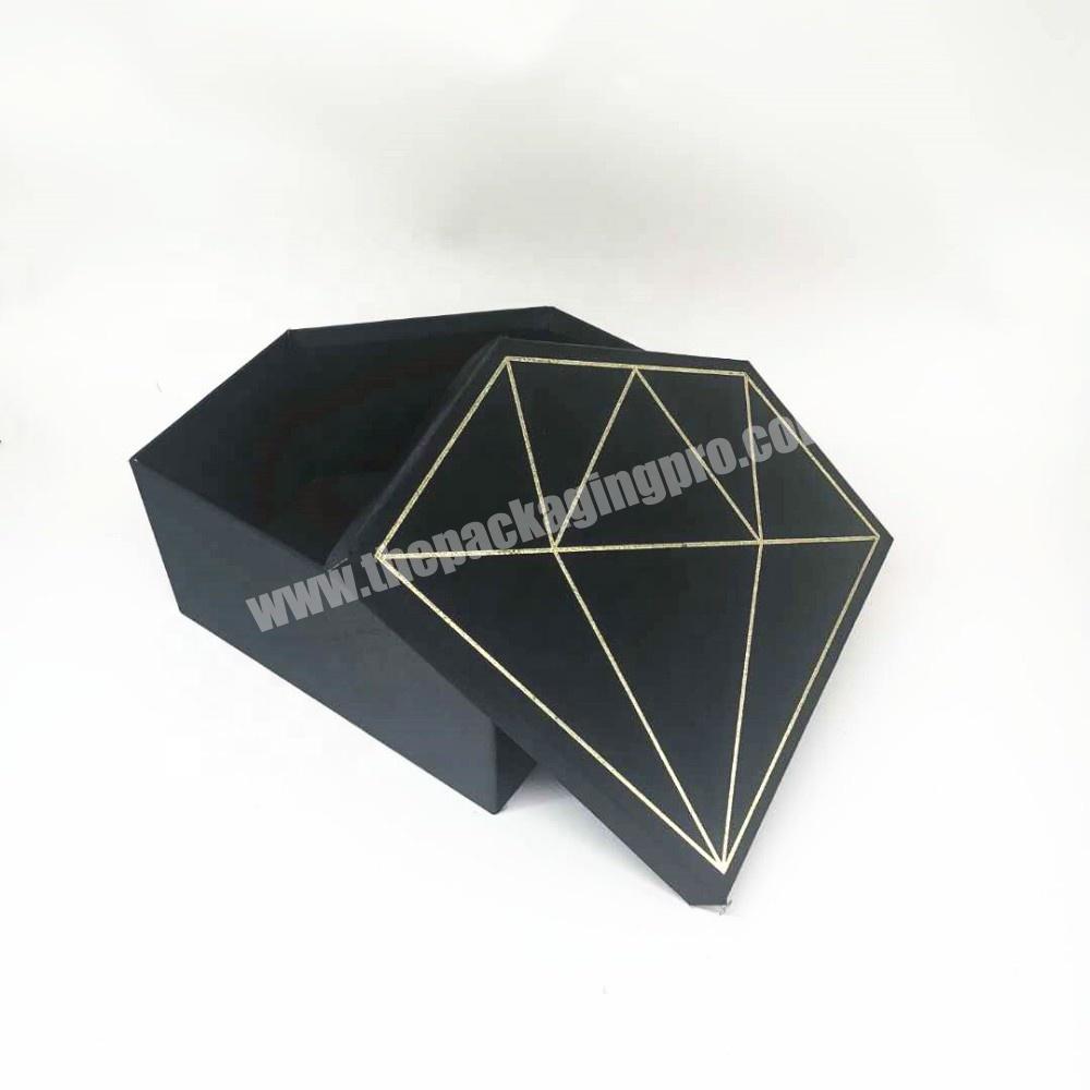 Luxury Print Logo Black Diamonds Jewelry Gift Cosmetics Rigid Cardboard Flower Box