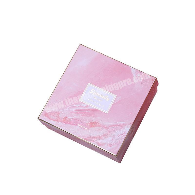 Luxury recycled custom creative marble gift box bag small pink scarf wallet gift box elegant square gift box