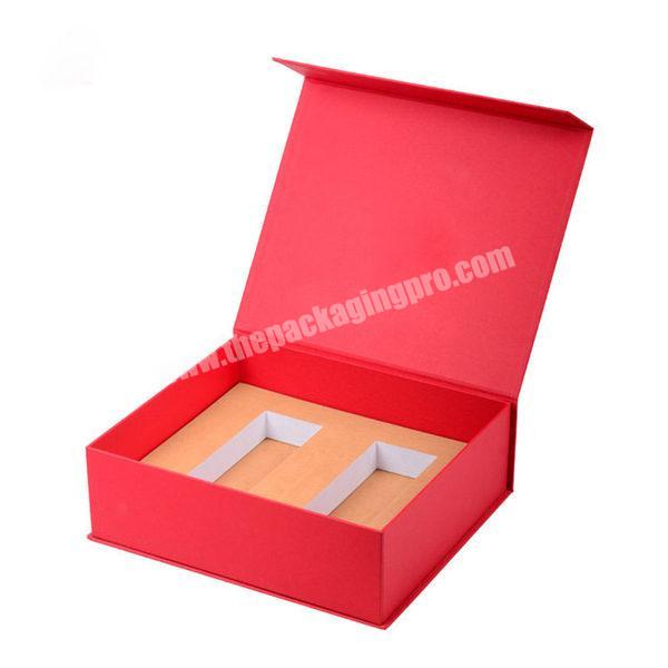 Luxury Red Book Shape Magnetic Gift Packaging Paper Box With Insert
