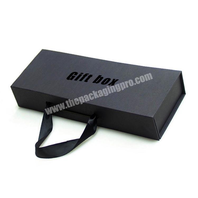 Luxury rigid black folding paper box Spot UV logo