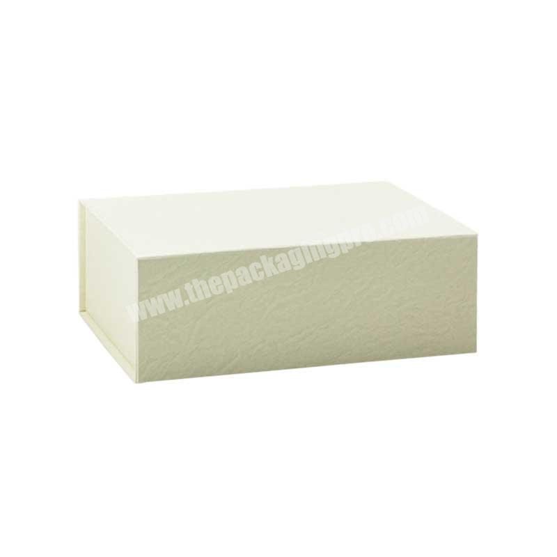 Luxury rigid ivory color giftbox packaging magnetic folding gift box