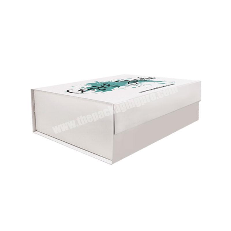 Luxury rigid magnetic white folding gift box wholesale no ribbon