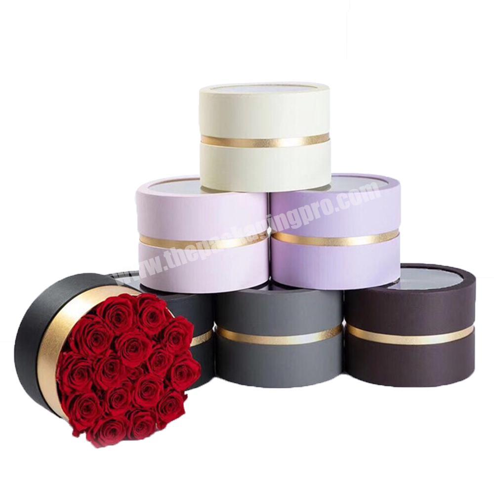 Luxury round candy cardboard flower tube box with clear window