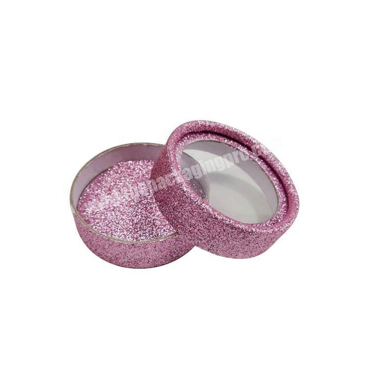 luxury round custom paper magnetic glitter false eyelash extension packaging cylinder tube box