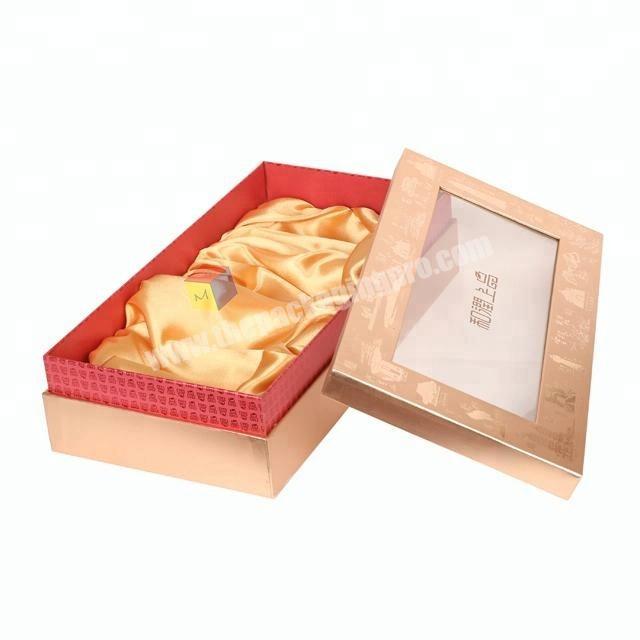 luxury satin lined see through packaging paper gift box