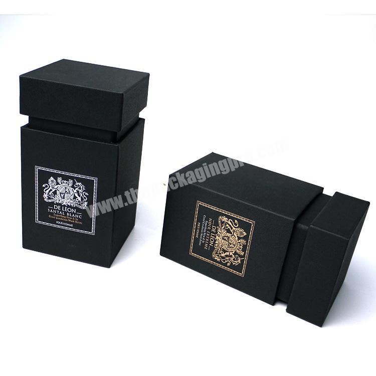 Luxury scent packaging fancy paper flip top perfume fragrance box with black cap