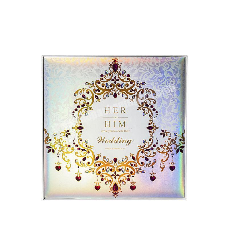 Luxury shiny 3D holographic glitter packing box cardboard gift box custom logo