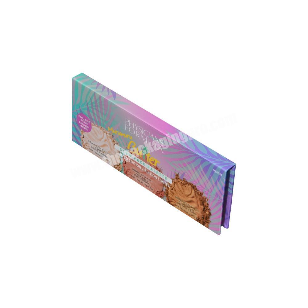 Luxury Shiny holographic cosmetic packaging box, Empty paper pallet for glow face, eyeshadow