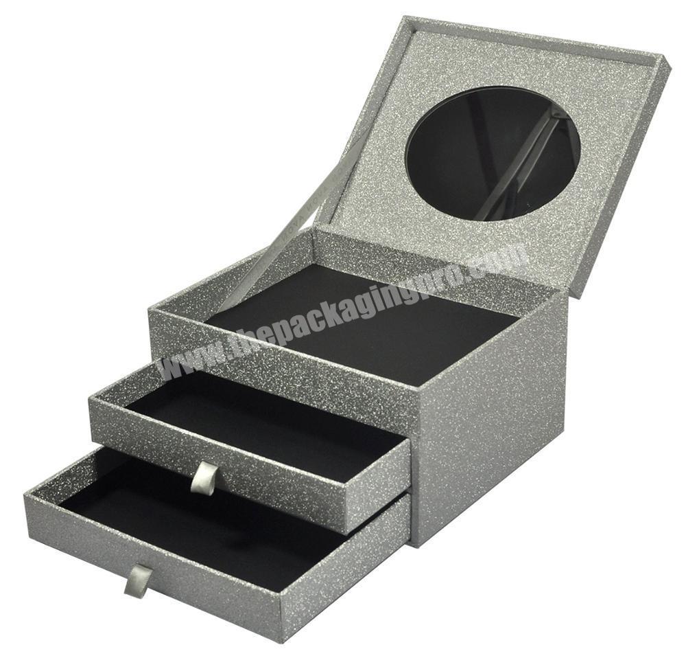 Luxury Silver Flash Cosmetics Cardboard Display Drawer Gift Packaging Paper Box
