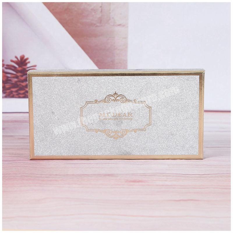 Luxury silver glossy cosmetic hard handmade paper box with insert